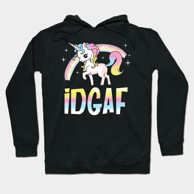 Cute Unicorn IDGAF Hoodie by KsuAnn